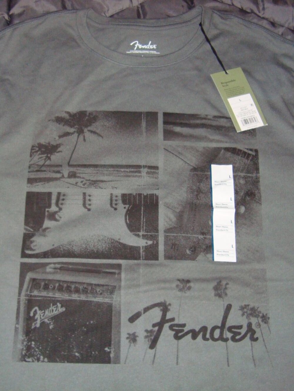 NEW Goodfellow Fender Men’s Shirt Sz. L Gray Guitar Amp S/S Standard Fit